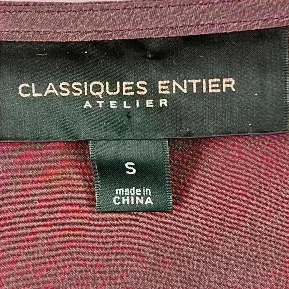 Classiques Entier Silk Blouse Size S Plum Beautiful Sleeveless V-Neck Drapes - Picture 2 of 8